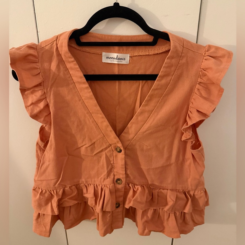 Moondance Orange Ruffled Tank Top